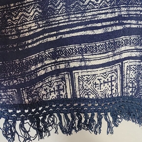 Roxy Open Kimono Cardigan One Size S/M/L/XL Blue Fringe Dolman Bohemian Rayon - Picture 4 of 13